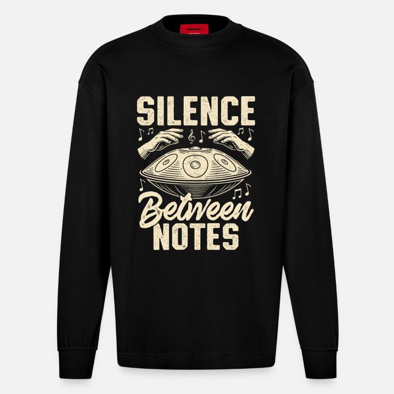 Silence Between Notes - Heavyweight Oversized Organic Longsleeve Shirt Made in EU - SOLID BLACK