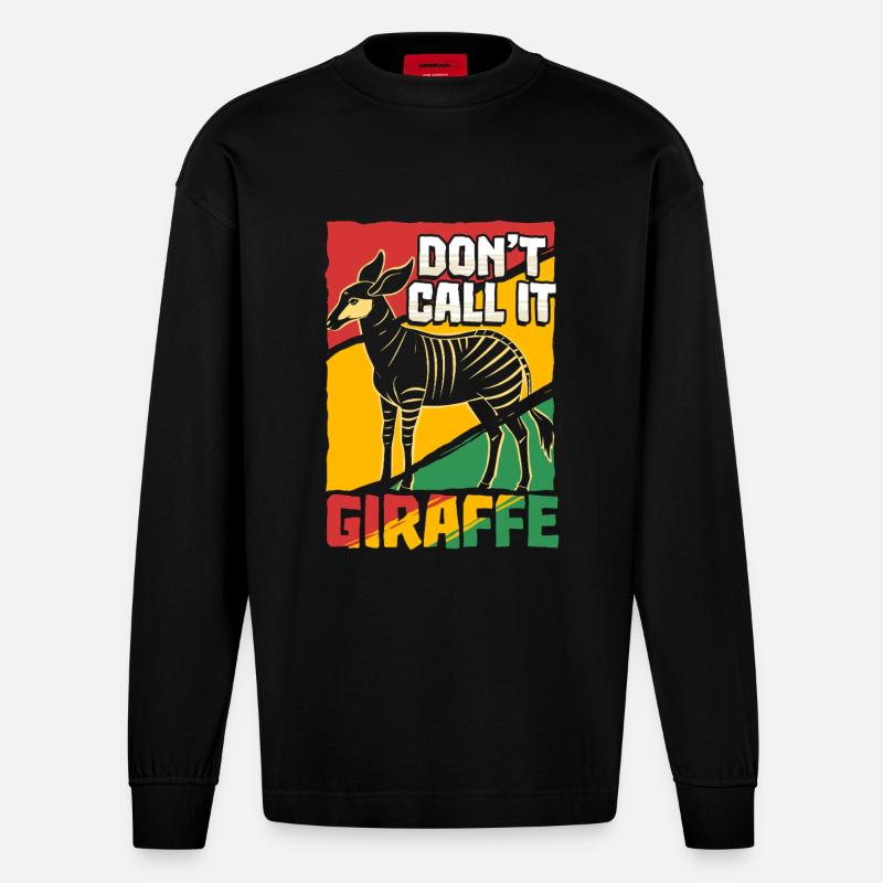 Okapi Tier - Heavyweight Oversized Organic Langarmshirt Made in EU - SOLID BLACK