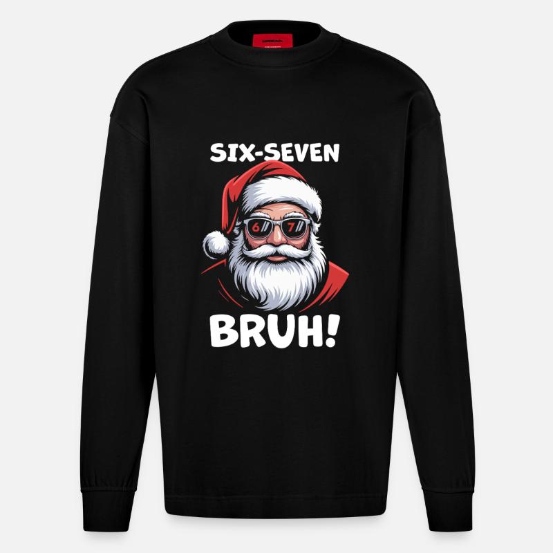 Weihnachtsmann Sechs Sieben - Heavyweight Oversized Organic Langarmshirt Made in EU - SOLID BLACK