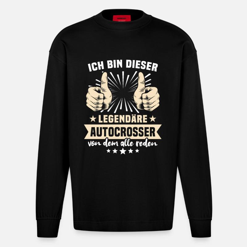 Autocrosser Sprüche - Heavyweight Oversized Organic Langarmshirt Made in EU - SOLID BLACK