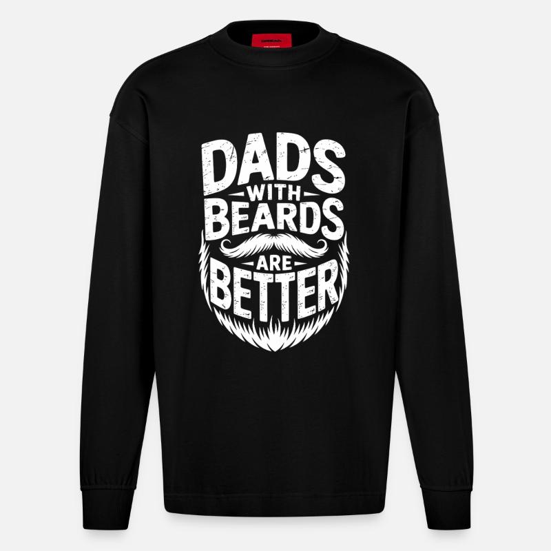 Väter mit Bärten sind besser - Heavyweight Oversized Organic Langarmshirt Made in EU - SOLID BLACK