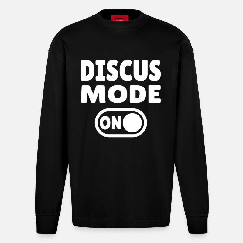 Discus Mode ON - Diskuswerfer - Heavyweight Oversized Organic Langarmshirt Made in EU - SOLID BLACK