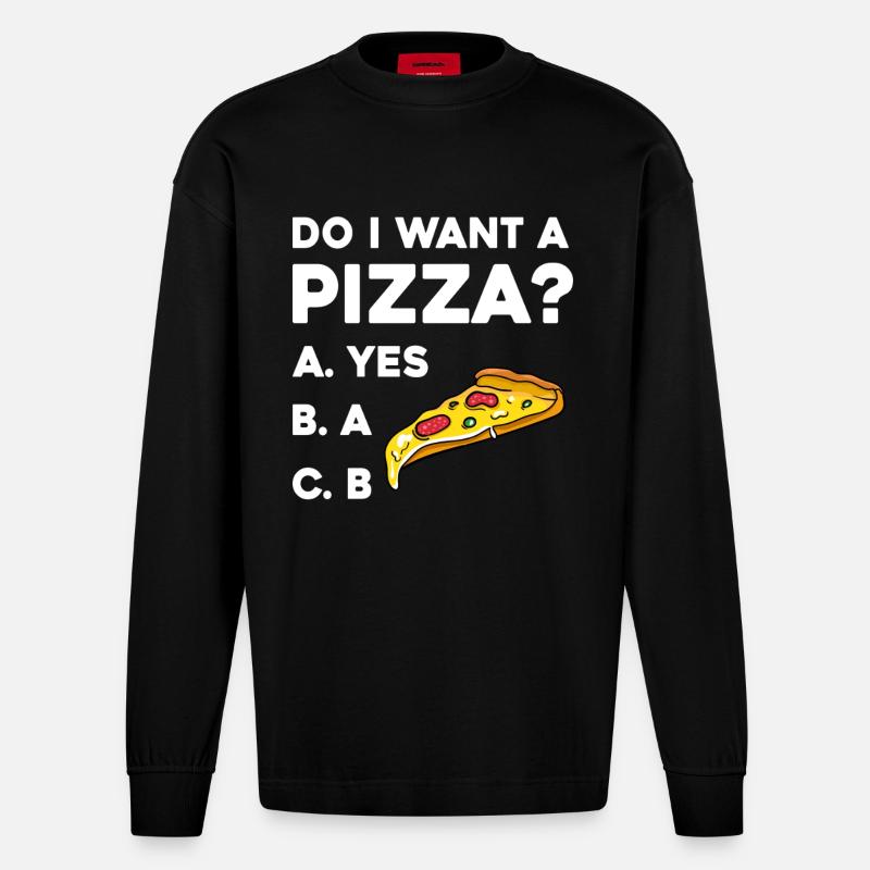Pizza Frage: Ja oder Nein - Heavyweight Oversized Organic Langarmshirt Made in EU - SOLID BLACK