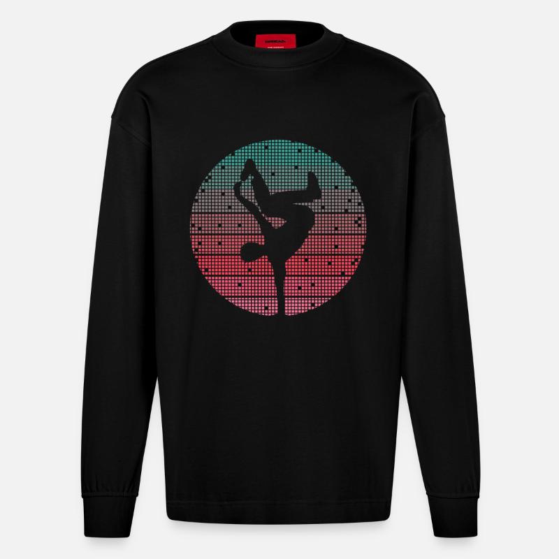 Breakdance Danse Breakdancer Breakdancer Rétro Breakdancer - Manches longues bio épais oversize fabriqué en UE - SOLID BLACK
