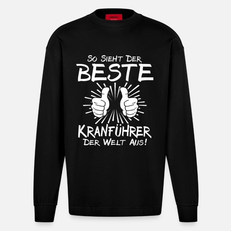 Bester Kranführer - Heavyweight Oversized Organic Langarmshirt Made in EU - SOLID BLACK
