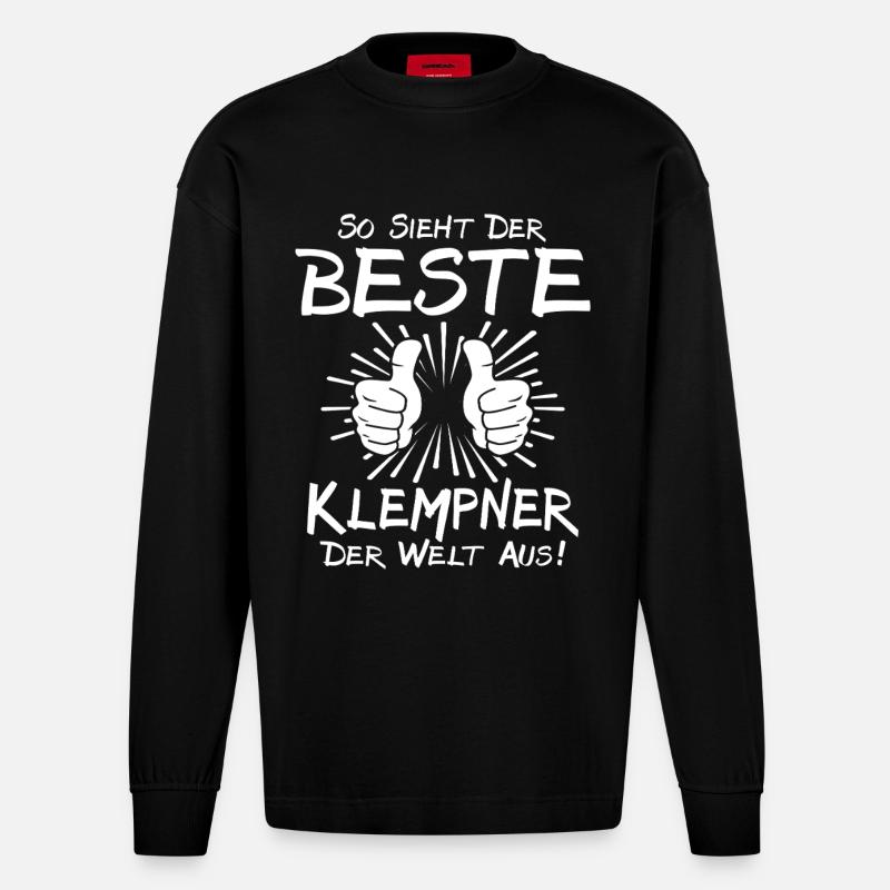 Bester Klempner - Heavyweight Oversized Organic Langarmshirt Made in EU - SOLID BLACK