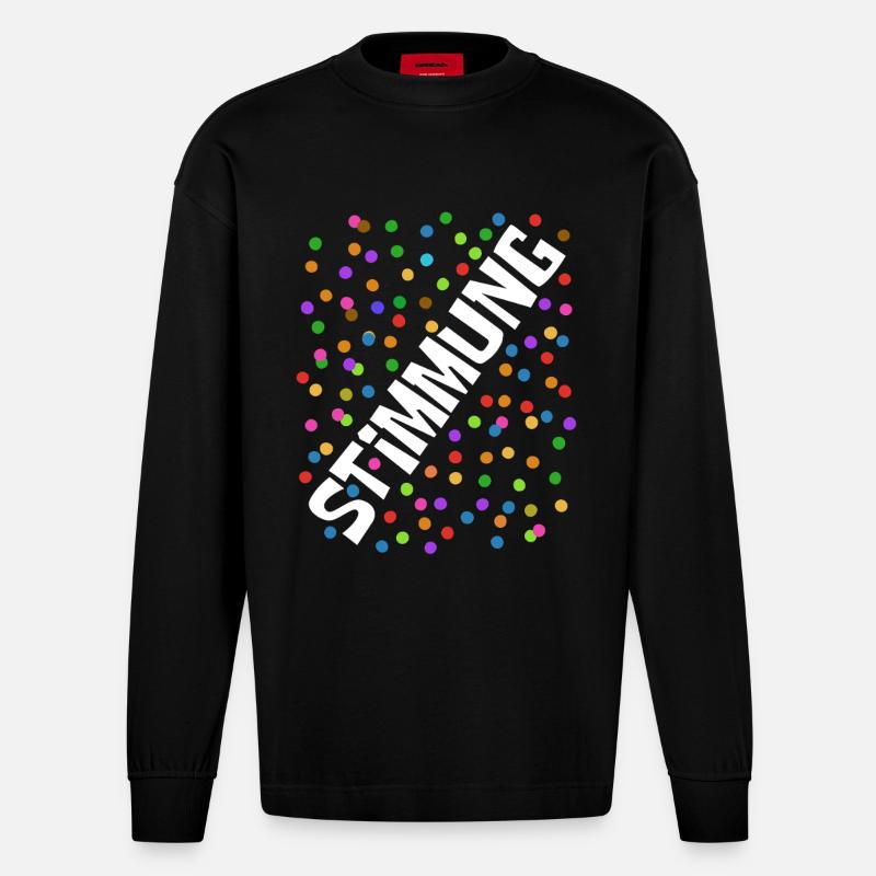 Carnaval - Carnaval - Atmosphère - Confettis - Manches longues bio épais oversize fabriqué en UE - SOLID BLACK
