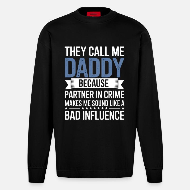Daddy Partner in Crime Tee - Heavyweight Oversized Organic Langarmshirt Made in EU - SOLID BLACK