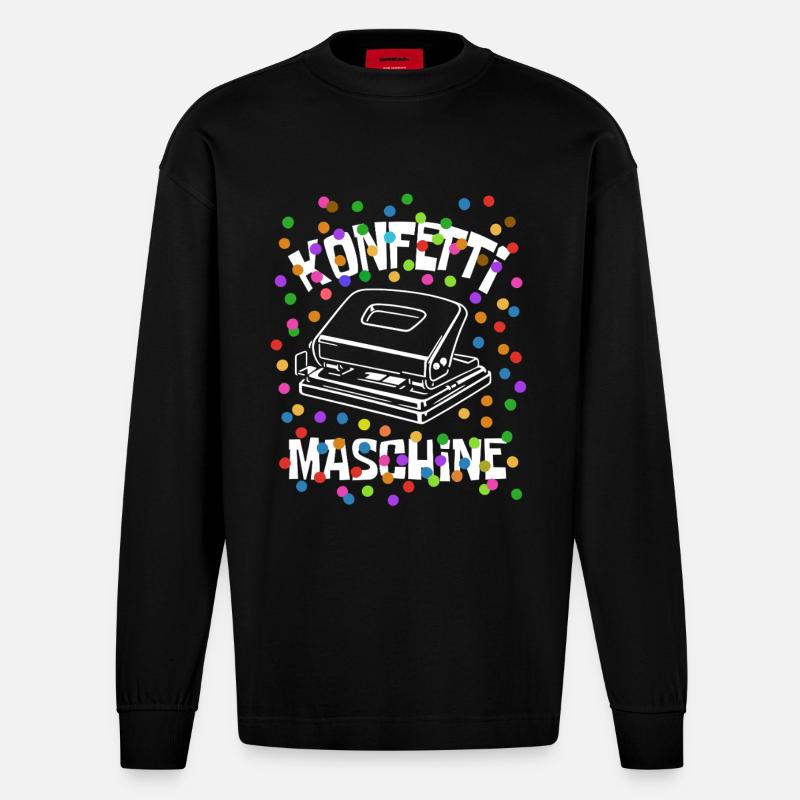 Machine à confettis - Carnaval - Déguisement - Manches longues bio épais oversize fabriqué en UE - SOLID BLACK