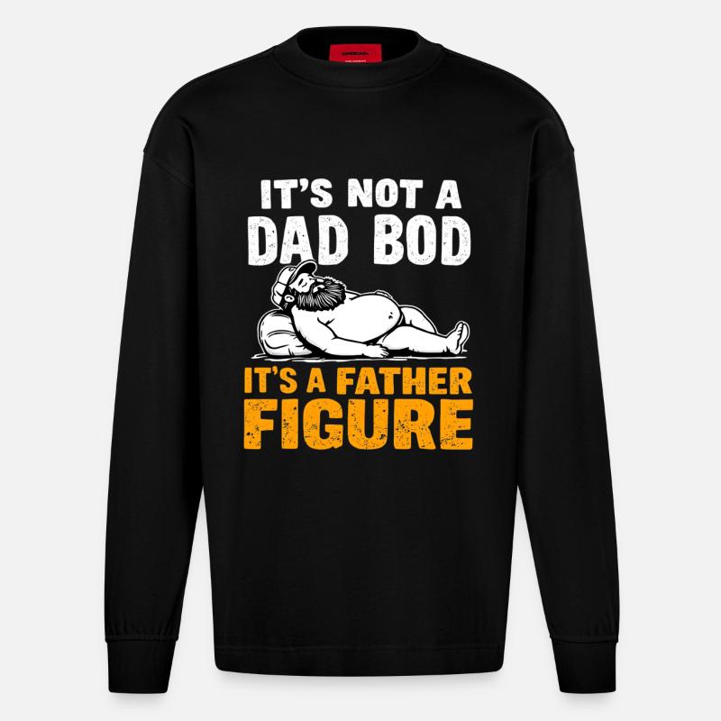 Vaterfigur Dad Bod Witz - Heavyweight Oversized Organic Langarmshirt Made in EU - SOLID BLACK