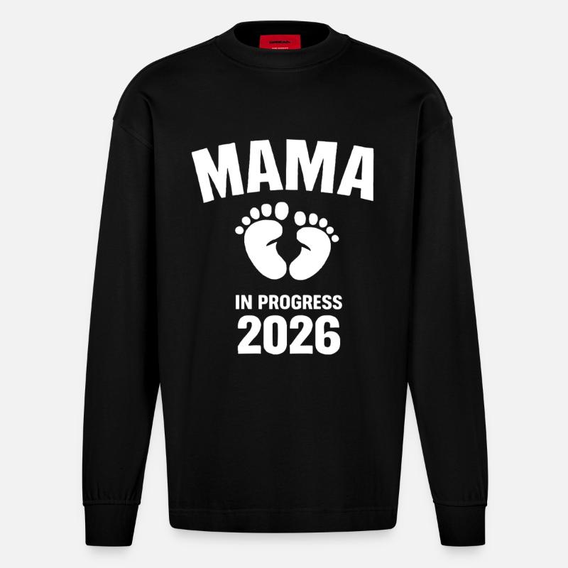 Mama in Progress 2026 - Heavyweight Oversized Organic Langarmshirt Made in EU - SOLID BLACK