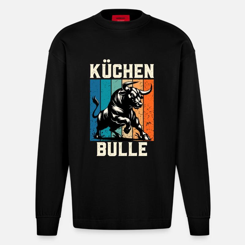Chef KÜCHENBULLE Chefs Fun - Manches longues bio épais oversize fabriqué en UE - SOLID BLACK