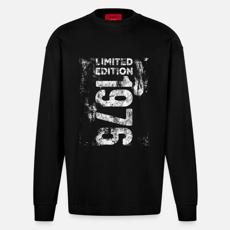 Édition limitée cadeau d’anniversaire 1976 - Manches longues bio épais oversize fabriqué en UE - SOLID BLACK