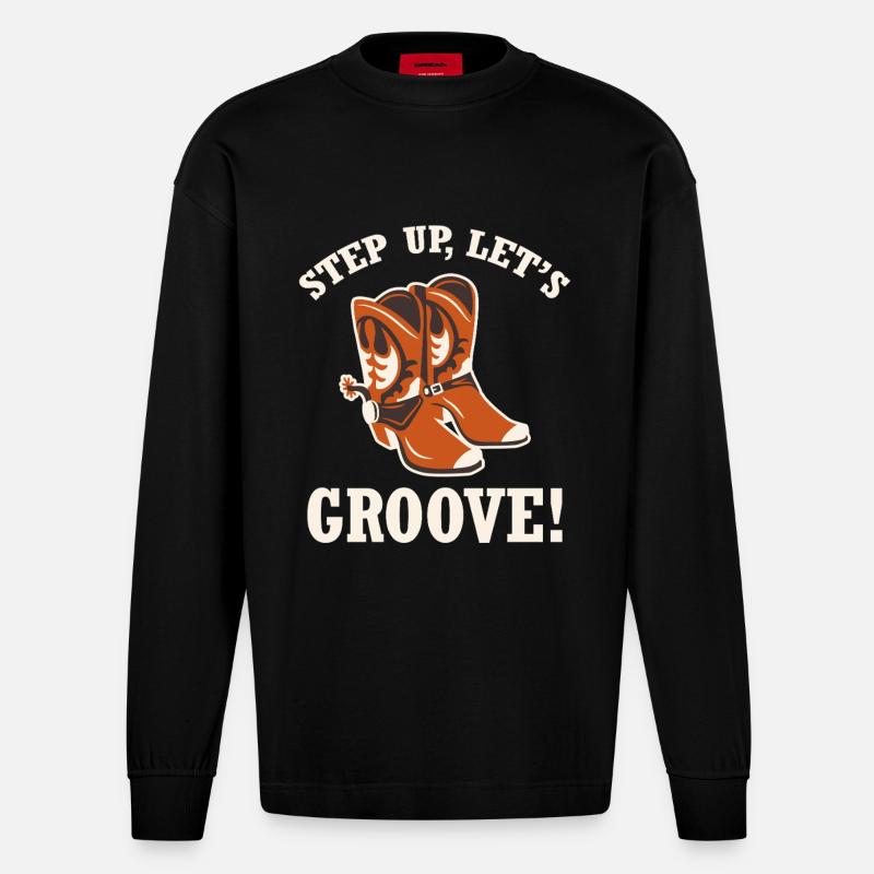 Step Up Boots Groove - Heavyweight Oversized Organic Langarmshirt Made in EU - SOLID BLACK