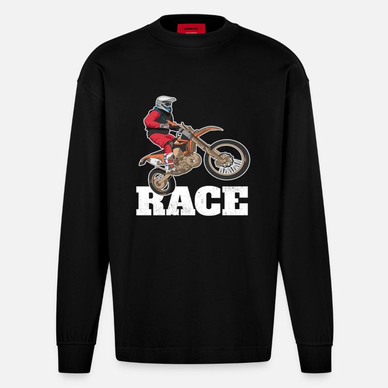 Course de vélo sur terre - Manches longues bio épais oversize fabriqué en UE - SOLID BLACK