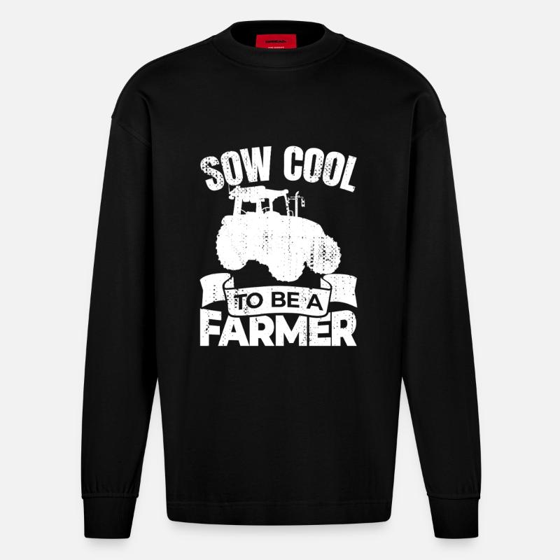 So Cool ein Bauer zu sein - Heavyweight Oversized Organic Langarmshirt Made in EU - SOLID BLACK