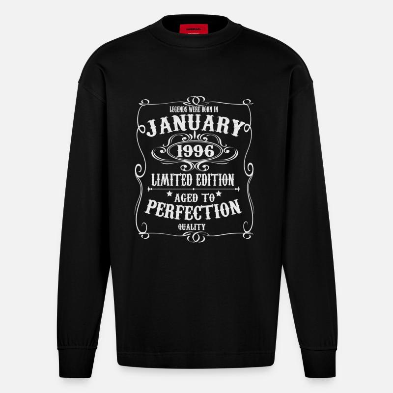 Legenden-wurden-im-Januar-1996-geboren - Heavyweight Oversized Organic Langarmshirt Made in EU - SOLID BLACK