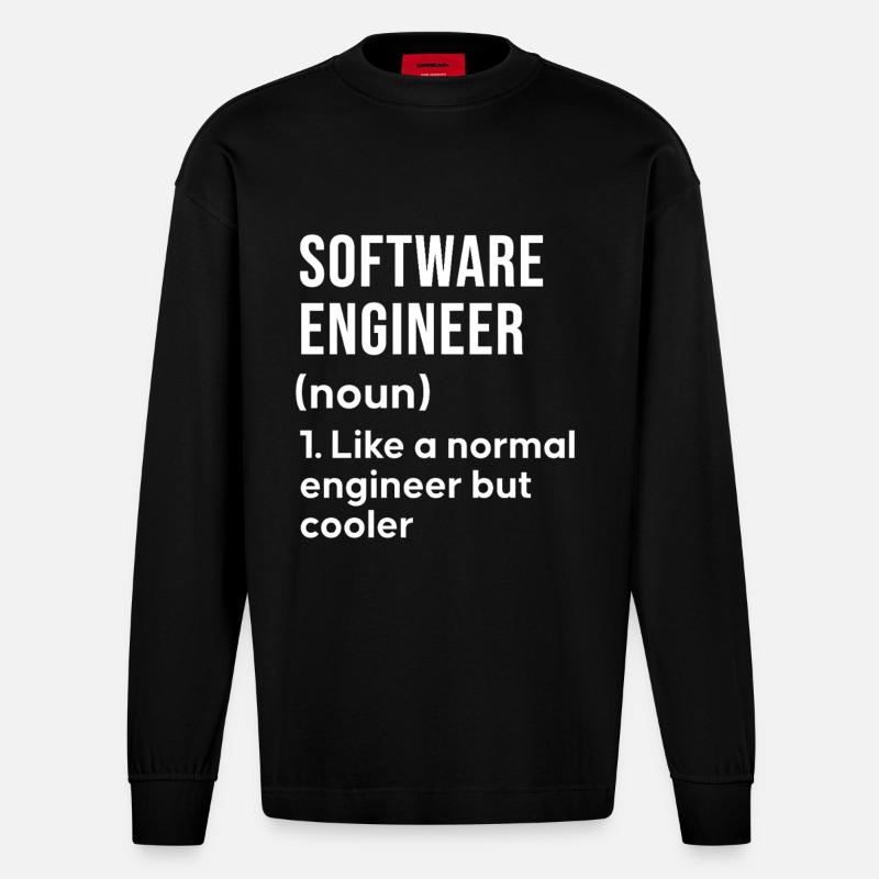 Software Engineer Spruch Shirt - Heavyweight Oversized Organic Langarmshirt Made in EU - SOLID BLACK