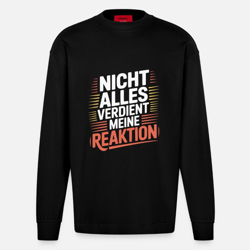 Peu importe. Aucune réaction. - Manches longues bio épais oversize fabriqué en UE - SOLID BLACK
