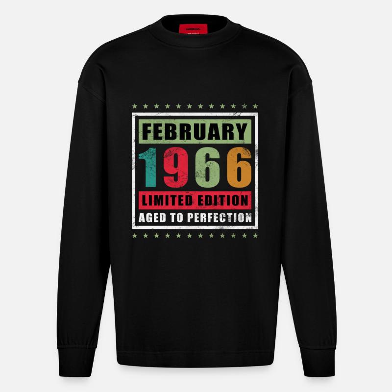 Février 1966 - Février 1966 Don - Manches longues bio épais oversize fabriqué en UE - SOLID BLACK