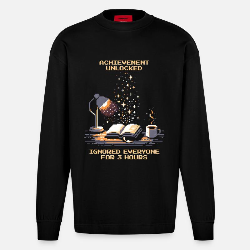 Erfolg freigeschaltet | Lesen Bücher Nerd - Heavyweight Oversized Organic Langarmshirt Made in EU - SOLID BLACK