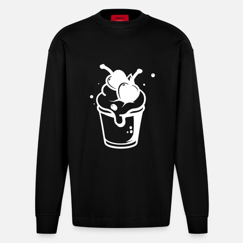 Dessin de coupe glacée - Manches longues bio épais oversize fabriqué en UE - SOLID BLACK