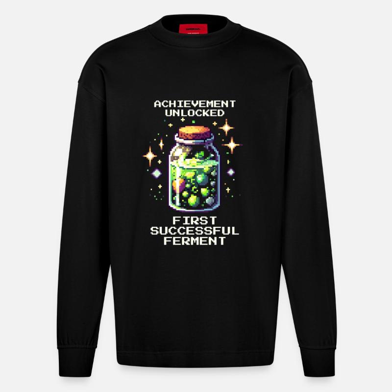 Fermentation réussie | Fermentation et stockage - Manches longues bio épais oversize fabriqué en UE - SOLID BLACK