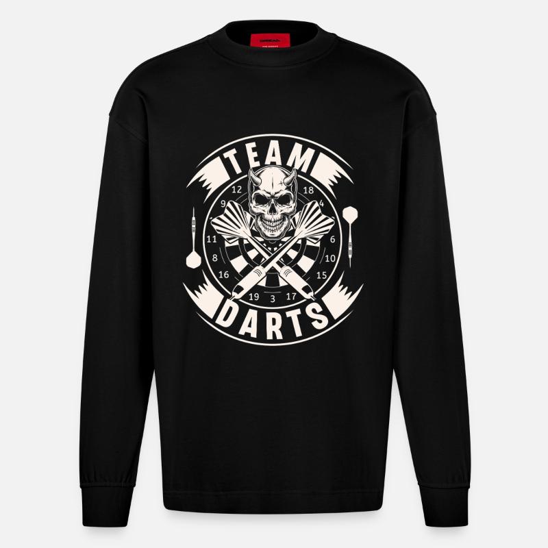 Darts - Heavyweight Oversized Organic Langarmshirt Made in EU - SOLID BLACK