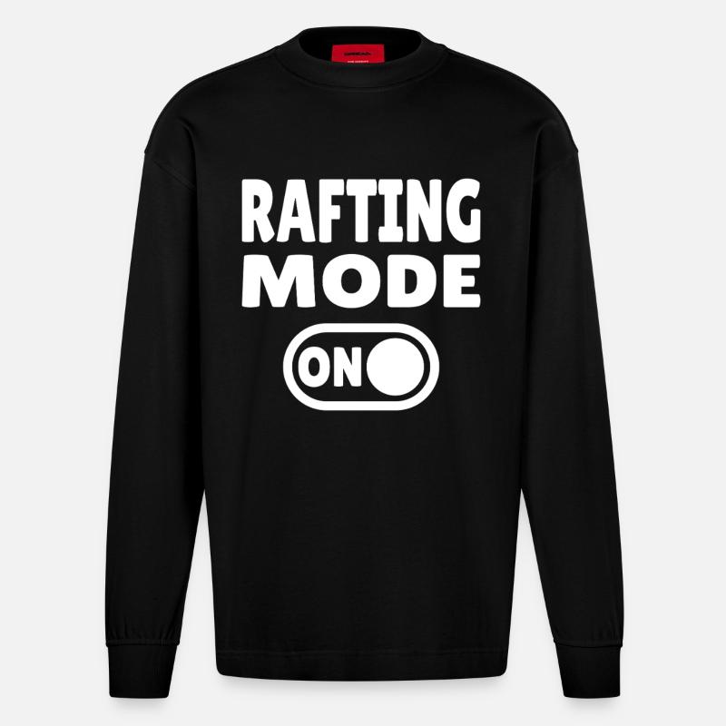 Rafting Mode ON – Wildwasser im Schlauchboot - Heavyweight Oversized Organic Langarmshirt Made in EU - SOLID BLACK