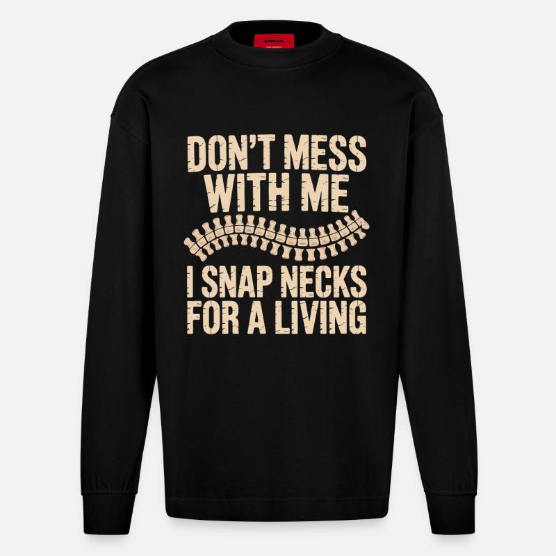Dont Mess With Me Zip Neck - Heavyweight Oversized Organic Langarmshirt Made in EU - SOLID BLACK