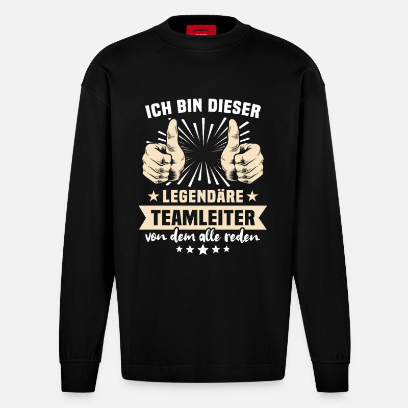 Paroles du chef d’équipe - Manches longues bio épais oversize fabriqué en UE - SOLID BLACK