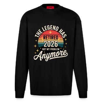 Perfect Retirement Gift 2026, Ideal for men  women - Manches longues bio épais oversize fabriqué en UE - SOLID BLACK - Devant