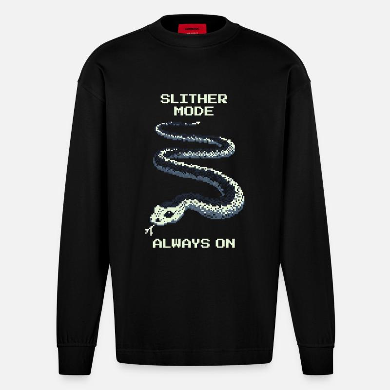 Slither Mode immer an | Schlange Mindset - Heavyweight Oversized Organic Langarmshirt Made in EU - SOLID BLACK