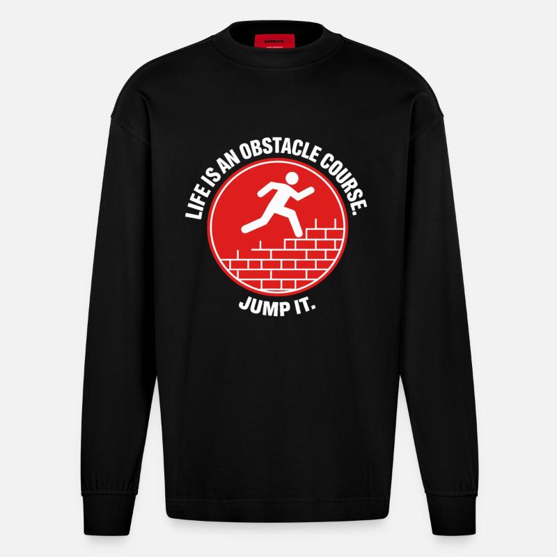 Parkour Life Obstacle Course Hindernislauf - Heavyweight Oversized Organic Langarmshirt Made in EU - SOLID BLACK