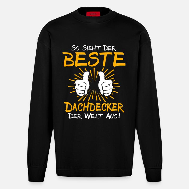 Dachdecker Geschenkidee - Heavyweight Oversized Organic Langarmshirt Made in EU - SOLID BLACK