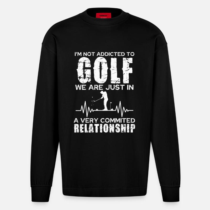 Golf Relationship: Committed Passion - Heavyweight Oversized Organic Longsleeve Shirt Made in EU - SOLID BLACK