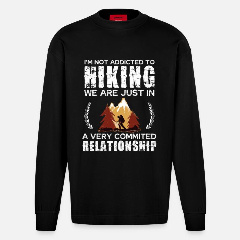 Hiking Commitment Tee Design - Heavyweight Oversized Organic Langarmshirt Made in EU - SOLID BLACK