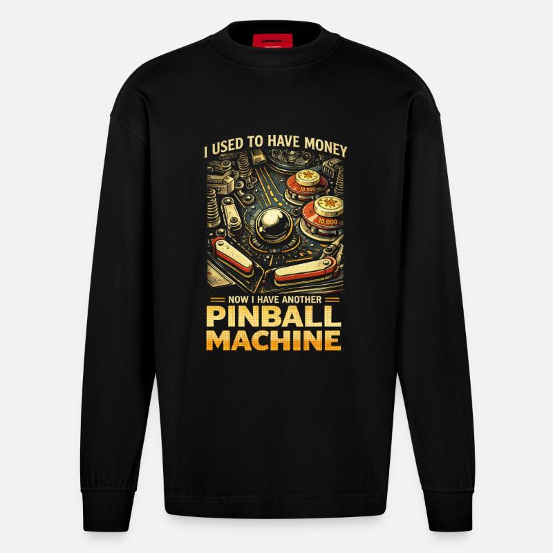 Joueur de flippers machine à flipper - Manches longues bio épais oversize fabriqué en UE - SOLID BLACK