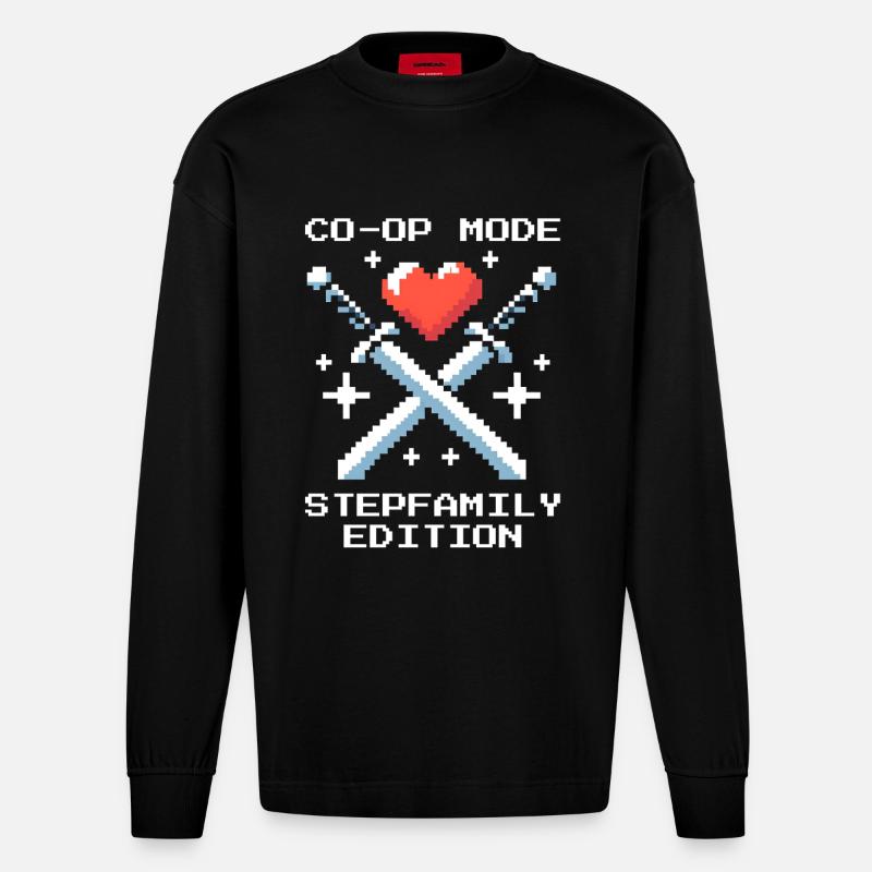 Co-Op-Modus: Stieffamilie-Edition | Patchwork - Heavyweight Oversized Organic Langarmshirt Made in EU - SOLID BLACK