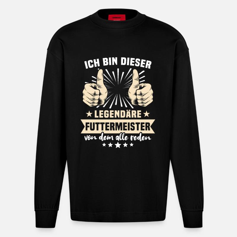 Futtermeister Sprüche - Heavyweight Oversized Organic Langarmshirt Made in EU - SOLID BLACK