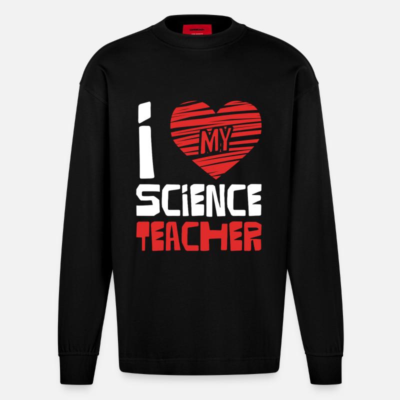 J’adore le professeur de sciences - Manches longues bio épais oversize fabriqué en UE - SOLID BLACK