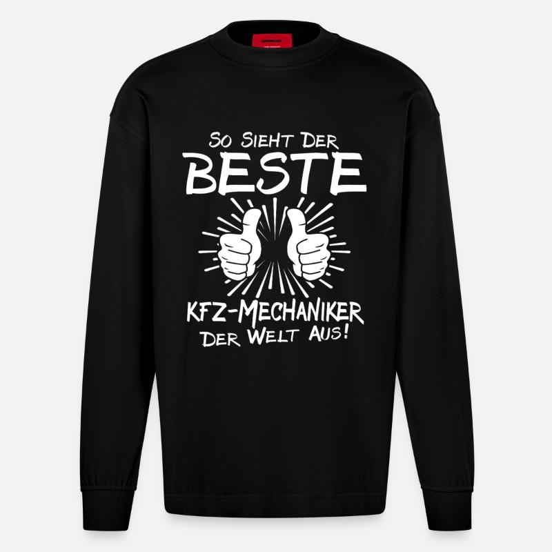 Bester KFZ-Mechaniker - Heavyweight Oversized Organic Langarmshirt Made in EU - SOLID BLACK