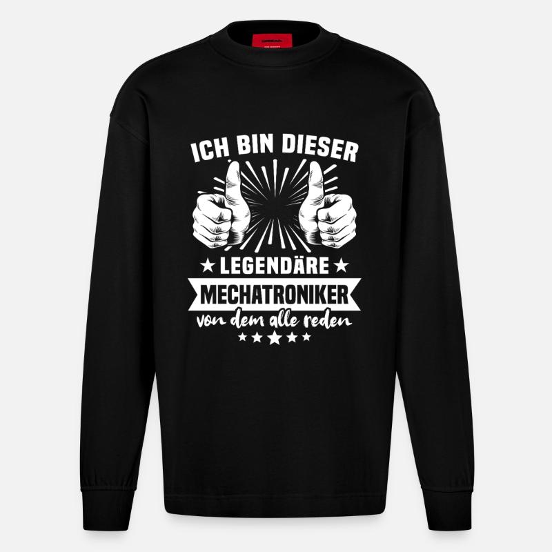 Mechatroniker Legende - Heavyweight Oversized Organic Langarmshirt Made in EU - SOLID BLACK