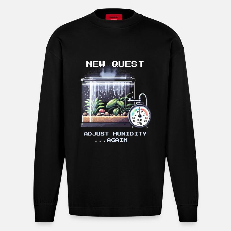 Neue Quest: Luftfeuchte regeln | Terrarium - Heavyweight Oversized Organic Langarmshirt Made in EU - SOLID BLACK