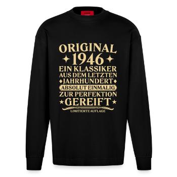 Original 1946 Classic Last Century - Heavyweight Oversized Organic Longsleeve Shirt Made in EU - SOLID BLACK - Front