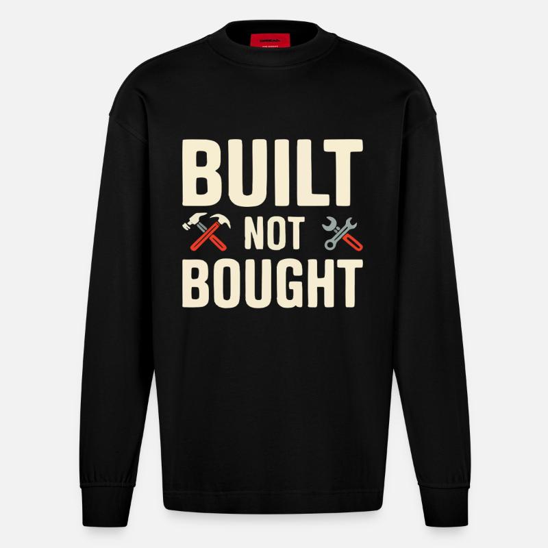 Built Not Bought Maker Statement - Heavyweight Oversized Organic Longsleeve Shirt Made in EU - SOLID BLACK