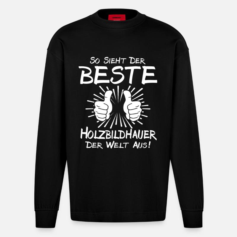 Bester Holzbildhauer - Heavyweight Oversized Organic Langarmshirt Made in EU - SOLID BLACK
