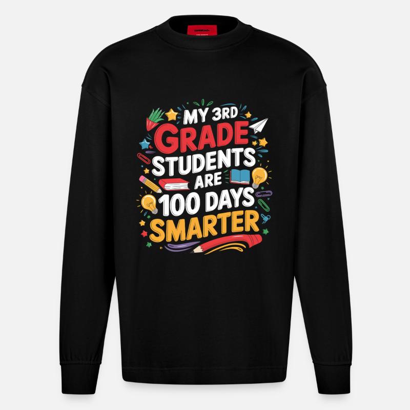Third Class: 100 Days Smarter - Heavyweight Oversized Organic Longsleeve Shirt Made in EU - SOLID BLACK