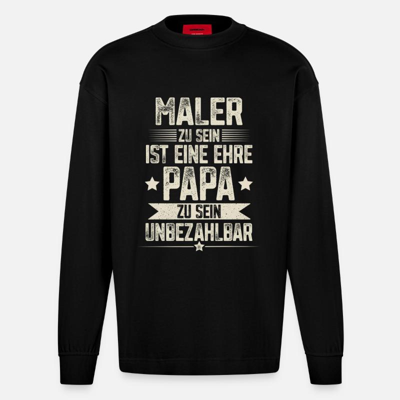 Maler Papa - Heavyweight Oversized Organic Langarmshirt Made in EU - SOLID BLACK