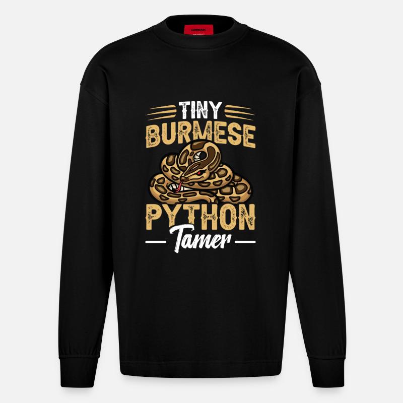 Python-Tamer-Schlangen-Terrarium-Reptilienhüter - Heavyweight Oversized Organic Langarmshirt Made in EU - SOLID BLACK